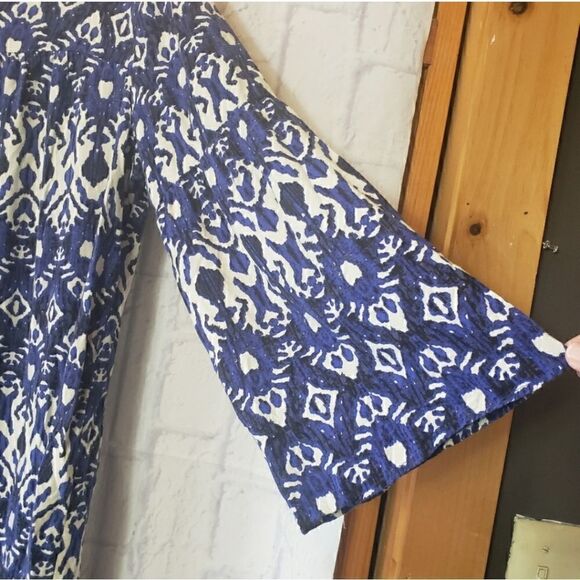 ELLOS Beaded Neckline Batik Print Popover Dress - Picture 5 of 9